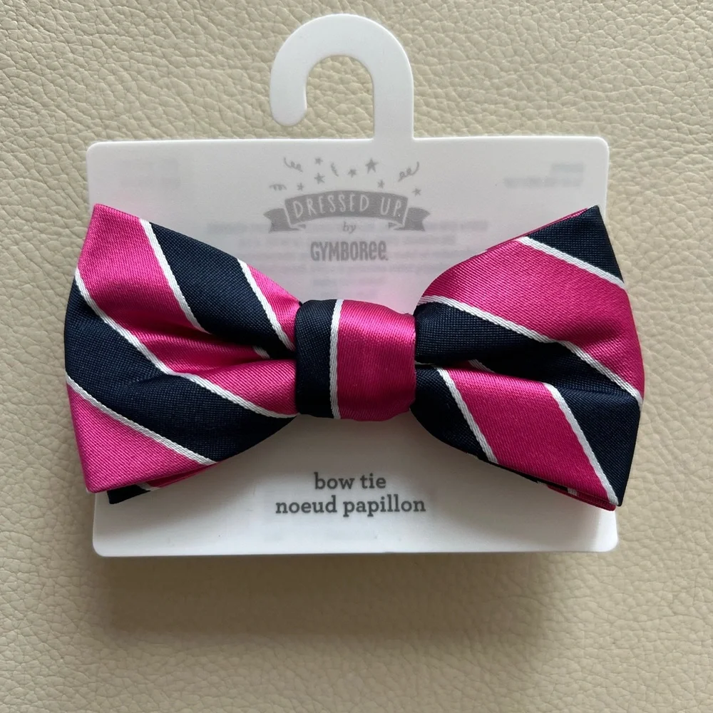 Gymboree Pink and Black Striped Bow Tie